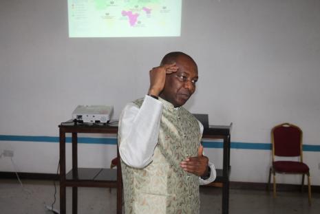 Dr. Ismael Teta in his address for the Nutrition situation in East Africa and Kenya at the Faculty of Health Sciences. 