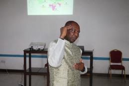 Dr. Ismael Teta in his address for the Nutrition situation in East Africa and Kenya at the Faculty of Health Sciences. 